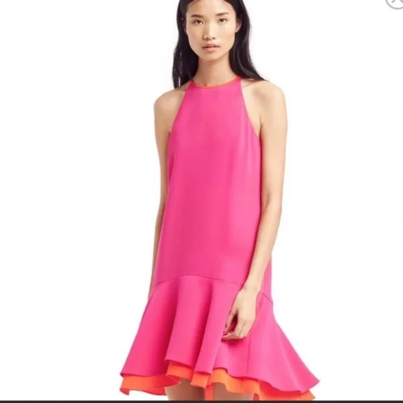 Like new DIANE VON FURSTENBERG KERA COMBO VIVID PINK ORANGE DRESS - Picture 2 of 16